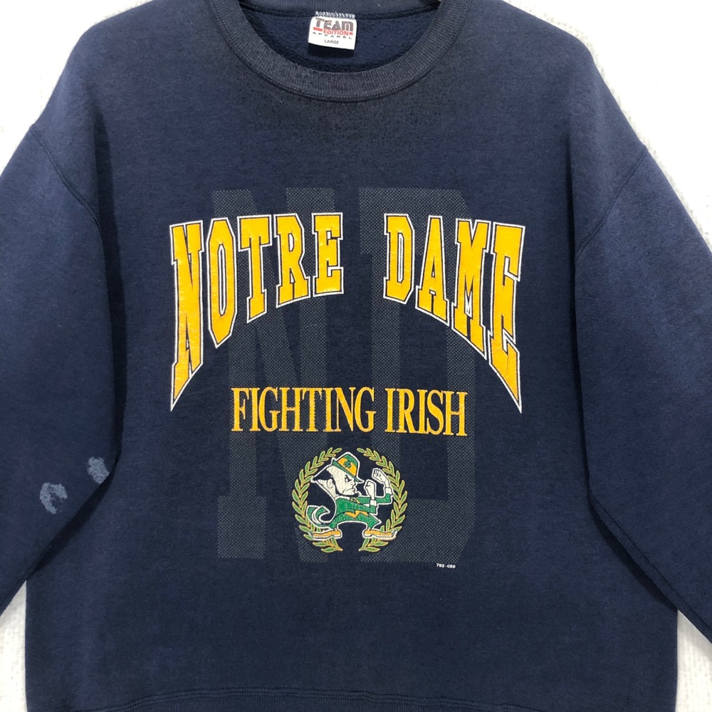 Vintage Team Edition Notre Dame Fighting Irish Sweatshirt Navy Blue Large